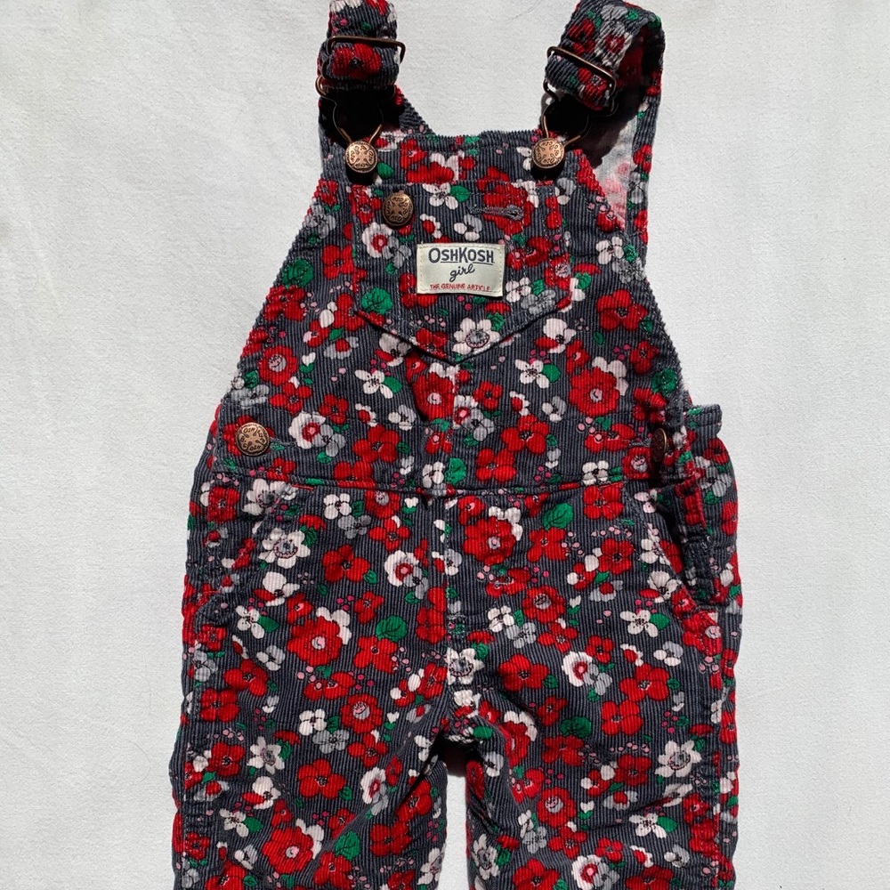 3-6 OshKosh B’gosh Floral Corduroy Overalls